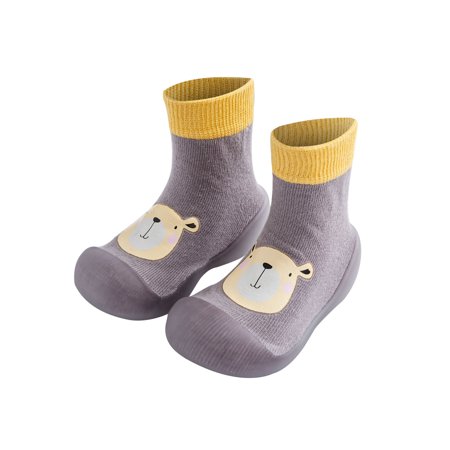

Juebong Toddler Boys Socks Breathable Kids Anti-Slip Cartoon Thicken Indoor Toddler Shoes Gray Size 3-9 Months