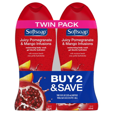 (2 pack) (2 pack) Softsoap Moisturizing Body Wash, Pomegranate and Mango - 18 fl oz Twin pack