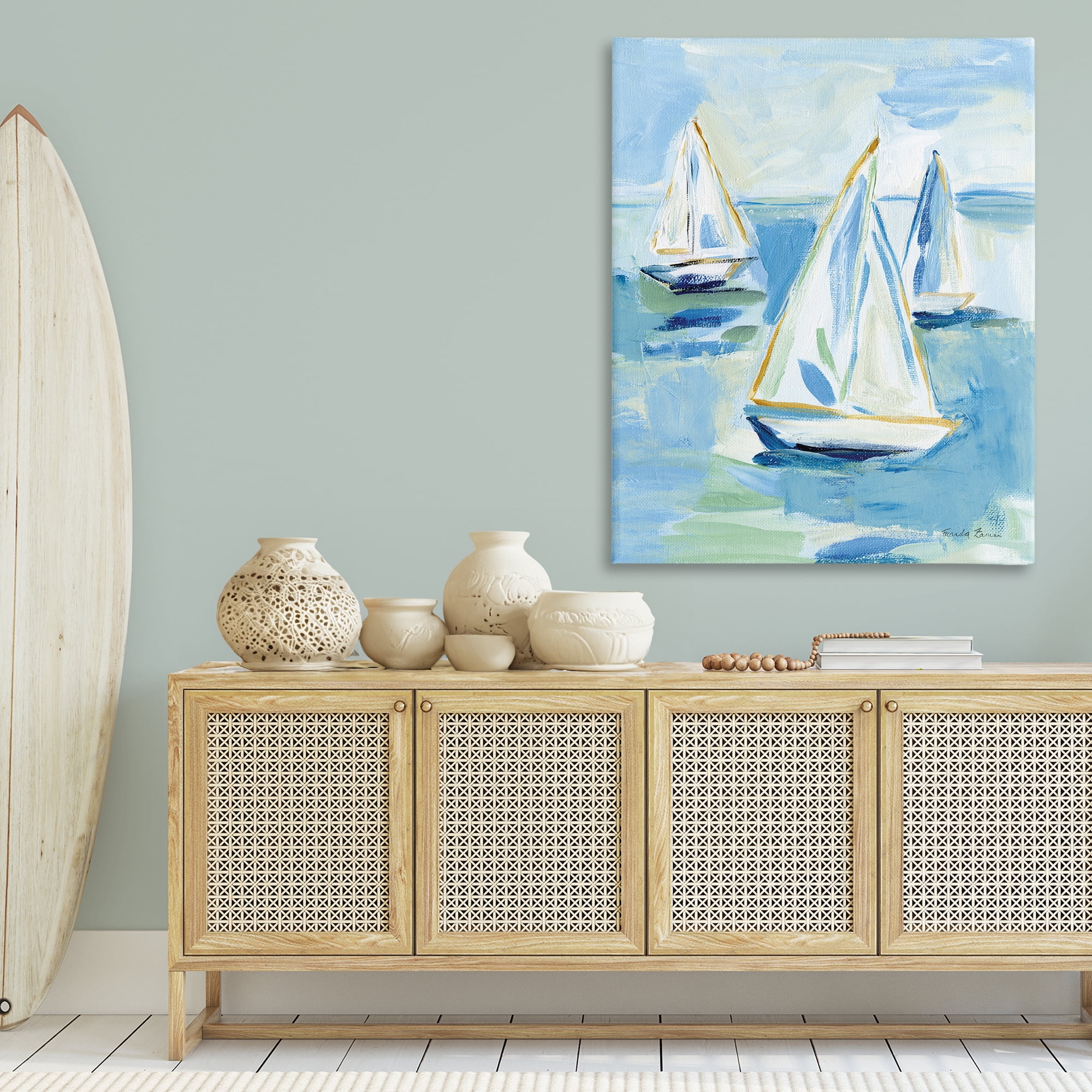 Stupell Industries Setting Sail Fleet Transportation Painting Gallery Wrapped Canvas Art Print Wall Art, 36 x 48