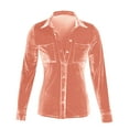 thumbnail image 4 of Penkiiy Womens Regular Fit Velvet Button Down Shirts Boyfriend Long Sleeve Blouses Tops M Orange, 4 of 4