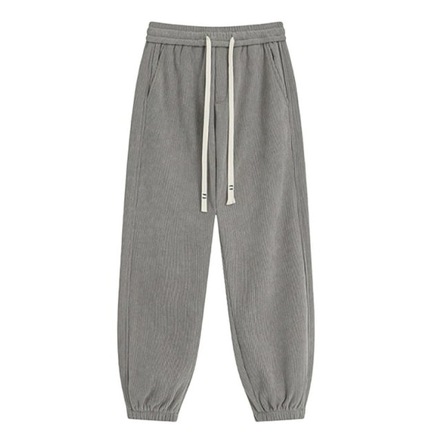 Men's New Casual Trend Solid Color Corduroy Drawstring Pants Large Size Pants