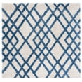 thumbnail image 2 of SAFAVIEH Berber Kyle Geometric Shag Area Rug, Ivory/Blue, 6'7" x 6'7" Square, 2 of 11
