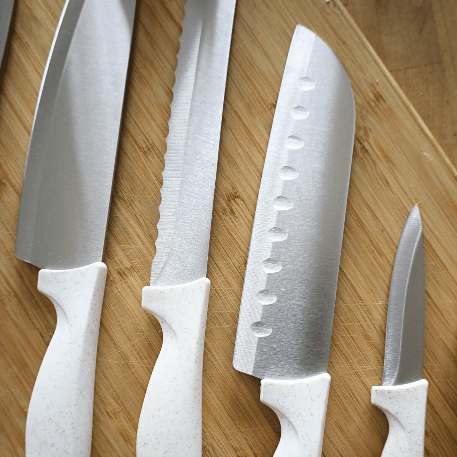 Beille 7 Inch Japanese Santoku Knife with Stainless Steel Blade and Wheat Fiber Handle, Kitchen Essentials