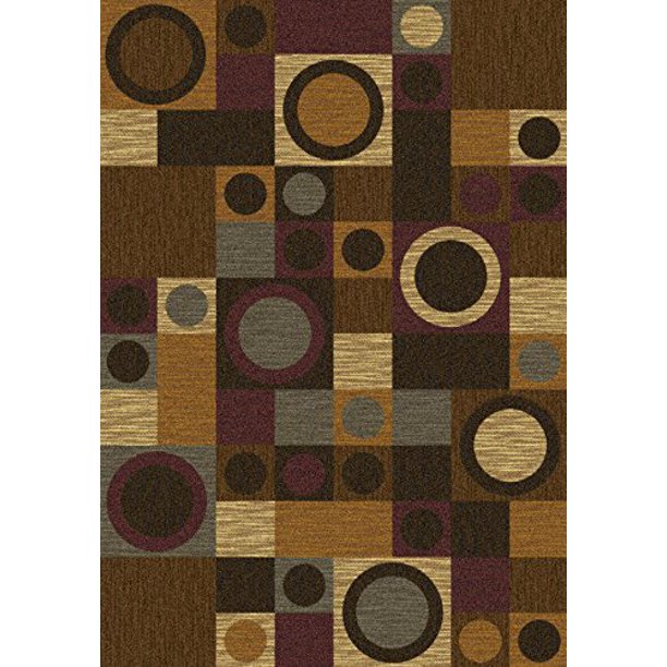 Milliken Brown Geometric Blocks Area Rug Rialto Maple Aprx 7' 8" x 10