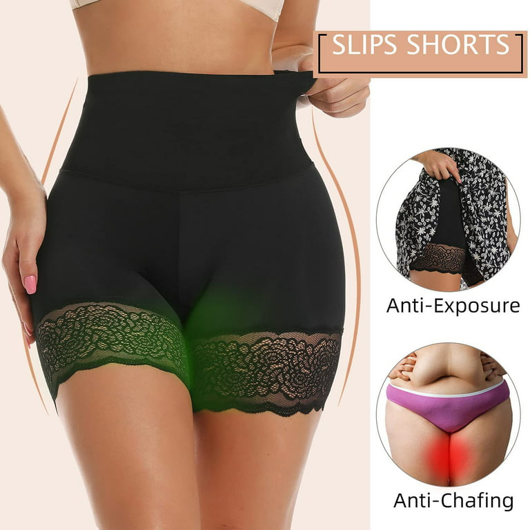 SHAPEVIVA Shapewear Shorts for Women Body Shaper Shorts Tummy Control Panties  Lace Trim 
