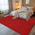 thumbnail image 5 of Red 6x9 Area Rugs, Farmhouse Burlap Solid Red Color Modern Linen Texture Non-Skid Rubber Backing Large Rectangle Rugs - Living Room Bedroom Home Office, Indoor Floor Mat Carpets Washable Rug, 5 of 9