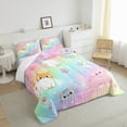 thumbnail image 3 of Rainbow Cat King Bedding Sets For Girls,Kids Cute Cat Comforter Set Teen Pastel Gradient Glitter Stars Cat Bed Comforter Sets Cartoon Animal Kitten Paw Quilt 2 Pillow Cases Colorful, 3 of 7