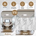 thumbnail image 6 of White Marble Window Privacy Film, Modern Geometric Abstract Minimalist Crack Static Cling UV Sun Blocking Tint Film Heat Control Windows Films for Bedroom Bathroom, Window Stickers 35.4"x78.7", 6 of 8
