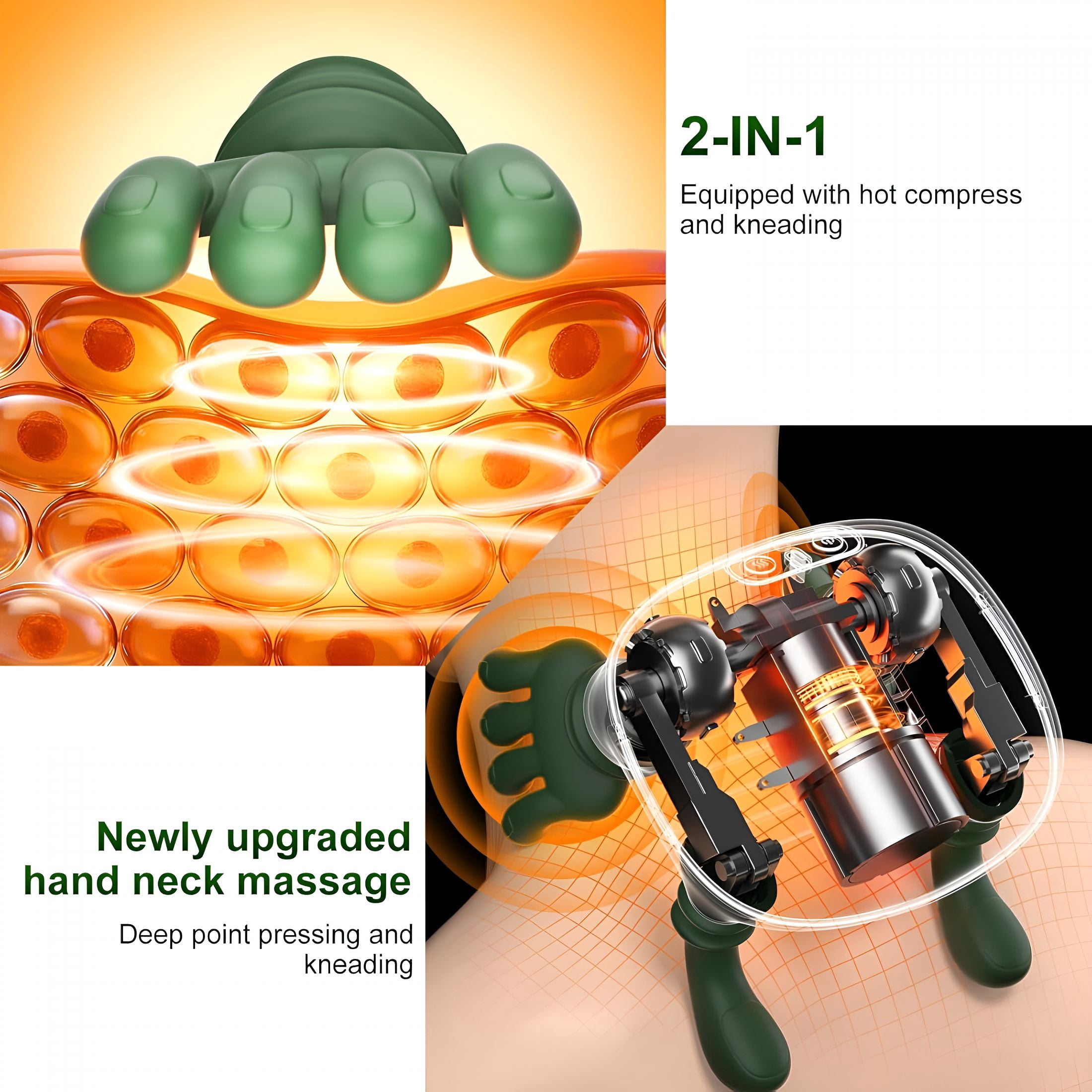 XIRQI Neck Massager with Heat& 4D Kneading for Shoulder Pain Relief, Wireless Shiatsu Deep Tissue Massager for Home Office Travel