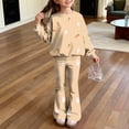 thumbnail image 2 of Grblisyd Girls 2 Piece Outfits Kids Crew Neck Long Sleeve Tops and Elastic Waist Flared Pants Cute Cartoon Print Sweatsuit Clothing Sets, 2 of 7