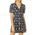 thumbnail image 1 of INSPIRE CHIC Robe d'Été Junior Col en V Manches Bouffantes Florale Courte Mini Robe, 1 of 5