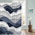thumbnail image 3 of Fabric Shower Curtain, Gradient Ocean Waves Dark Blue Gradient Waves Shower Curtains with 12 Hooks Waterproof Machine Washable Bath Curtains for Bathroom,72 x 96in, 3 of 6