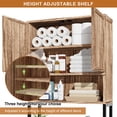 thumbnail image 3 of Toilet Cabinet, Wood Toilet Bathroom Organizer Storage with Toilet Paper Holder, Hooks & Adjustable Shelf, Freestanding Toilet Storage with Anti-Tip Device, Rustic Brown, 3 of 7