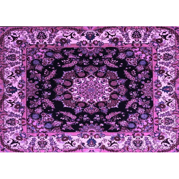 Ahgly Company Indoor Rectangle Medallion Purple Traditional Area Rugs, 8' x 12'