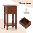 thumbnail image 3 of Gymax 2PCS Nightstand 3-Tier Bedside Table w/ Open Storage Shelf & Narrow Side Table Brown, 3 of 8