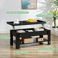 thumbnail image 4 of VECELO 39" Wood Lift Top Coffee Table, Rising Center Table with Hidden Compartment & Open Storage Shelf for Living Room, Black, 4 of 10