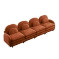 thumbnail image 6 of HUTWIFE 129.1" 4-Seater Teddy Velvet Sofa Orange Modular Couch with Curved Back & Lumbar Pillows, 6 of 9