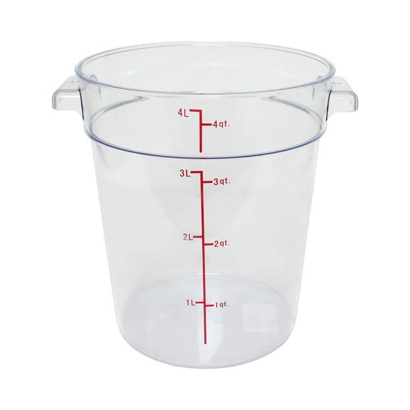 Excellante 4 quart round food storage container, polycarbonate, clear, NSF certified, comes in each