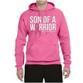 thumbnail image 2 of Wild Bobby Son of A Warrior Breast Cancer Ribbon Breast Cancer Awareness Unisex Hoodie Sweatshirt, Neon Pink, X-Large, 2 of 6