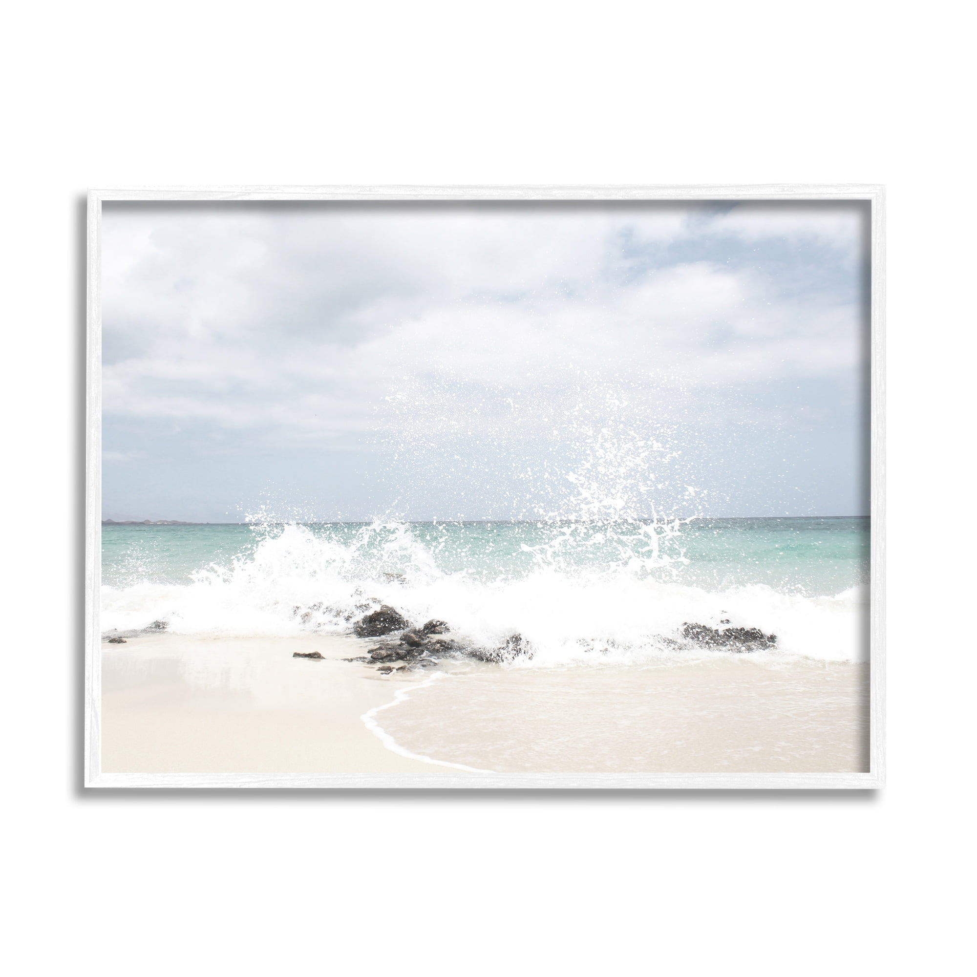 Stupell Industries Tropical Sea Coast Wave Splash Rocky Sand Beach,20 x 16, Design by Leah Straatsma
