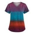thumbnail image 1 of Tops de uniforme de trabajo estampados lindos de talla grande para mujer Camisetas divertidas de manga corta con cuello en V Camiseta de ropa de trabajo con bolsillos morado oscuro / 2XL, 1 of 4