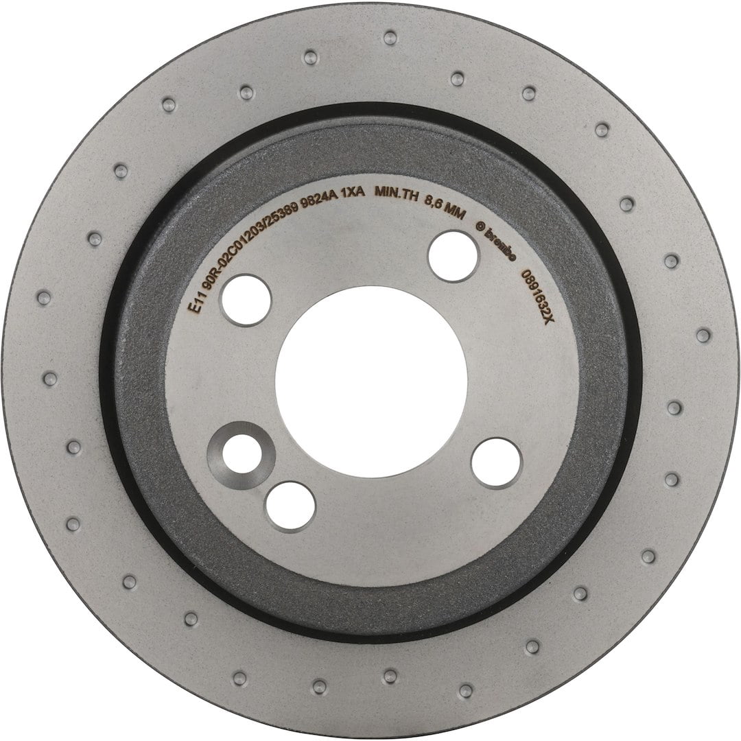 Brembo KTX0160; Brake Kit; Ceramic Brake Pads; 259 Millimeter Xtra Solid Cross Drilled High Carbon Cast Iron One Piece Rotor; With Rotors/ Pads/ Anti-Rattle Spring/ Mounting Hardware