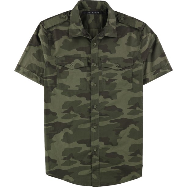 Camisa con Botones Sean John Camo para hombre verde mediano