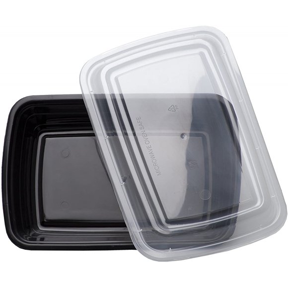 Contenant Rectangulaire Noir Micro-Ondable de 32oz avec Couvercles 150 Unités/paquet