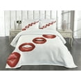 thumbnail image 3 of Ambesonne Kiss Quilted Bedspread Set 3 Pcs, Vivid Full Red Lips Feminine, King Size, Burgundy Vermilion, 3 of 5