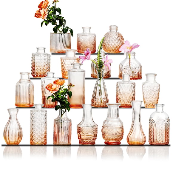 Set de jarrones Glass Bud Ulodimi Amber Crystal, 20 unidades