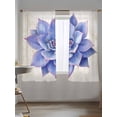 thumbnail image 5 of Purple Succulent Sheer Curtains 2 Panels Set Green Leaves Ferns Plants Watercolor Lihgt Filtering Rod Pocket Voile Drape, Semi Sheer Window Curtains for Bedroom Living Room, 52"x63", 5 of 5