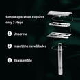 thumbnail image 2 of Safety Razor for Men and Women, Reusable Metal Razors, with 10 Platinum Safety Razor Blades, Face Razors for Men Shaving, Sustainable Hair removal and shaving cleaning tools, Metallic Silver, 2 of 8