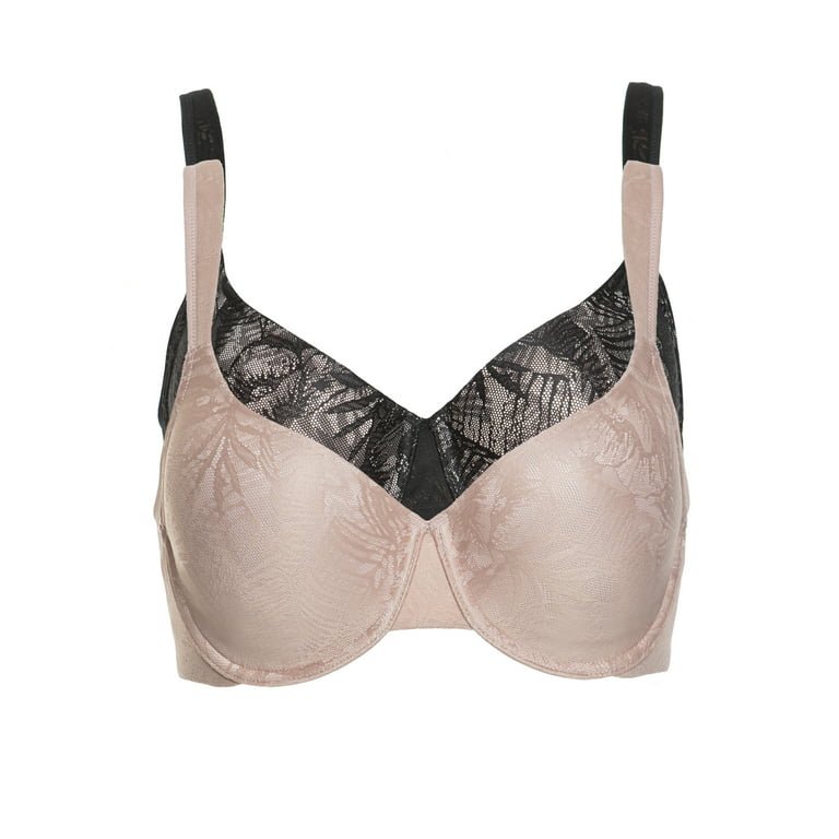 Paramour by Felina  Jessamine Side Smoothing Contour Bra 2-Pack (Black  Rose Tan 2-Pack, 44H) 