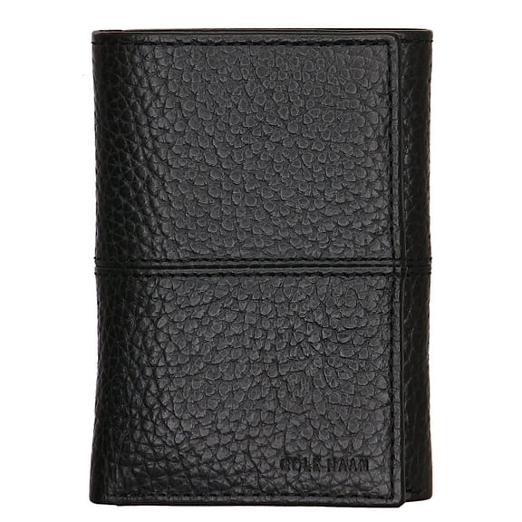Cole Haan Men's Black 100% Genuine Leather Tri-Fold Wallet