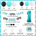 thumbnail image 5 of One Cool Dude 1st Birthday Decorations, Black Teal Blue Baby Boy First Birthday Balloon Garland Kit - Cool Sunglasses Cake Topper Highchair Banner Stickers, Number 1 Balloon for Little Man, 5 of 5