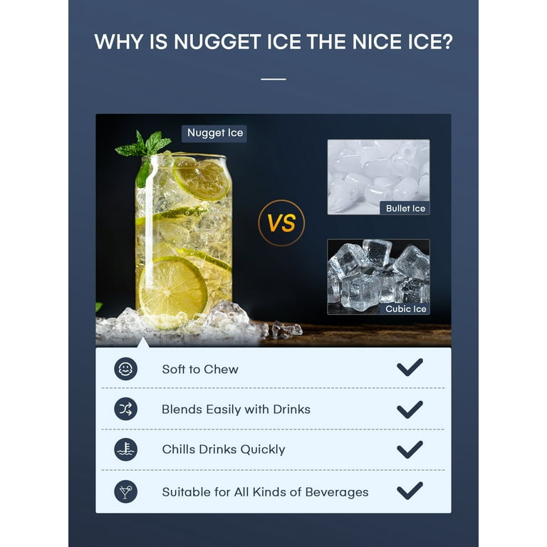 Nugget Ice Maker Countertop, 30Lb Pebble Pellet Ice per Day, Auto-Cleaning,  Stainless Steel 