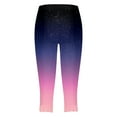 thumbnail image 5 of HCNTES Leggings for Women Floral Print High Waist Capris Knee Length Slim Fit Yoga Cropped Trousers(Dark Purple,XXL), 5 of 5