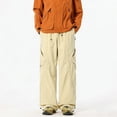 thumbnail image 2 of PIMSSY Men Casual Pants Utility Joggers High Waist Loose Straight Leg Wide Trousers Autumn Male Breathable Solid Color Slacks, 2 of 4