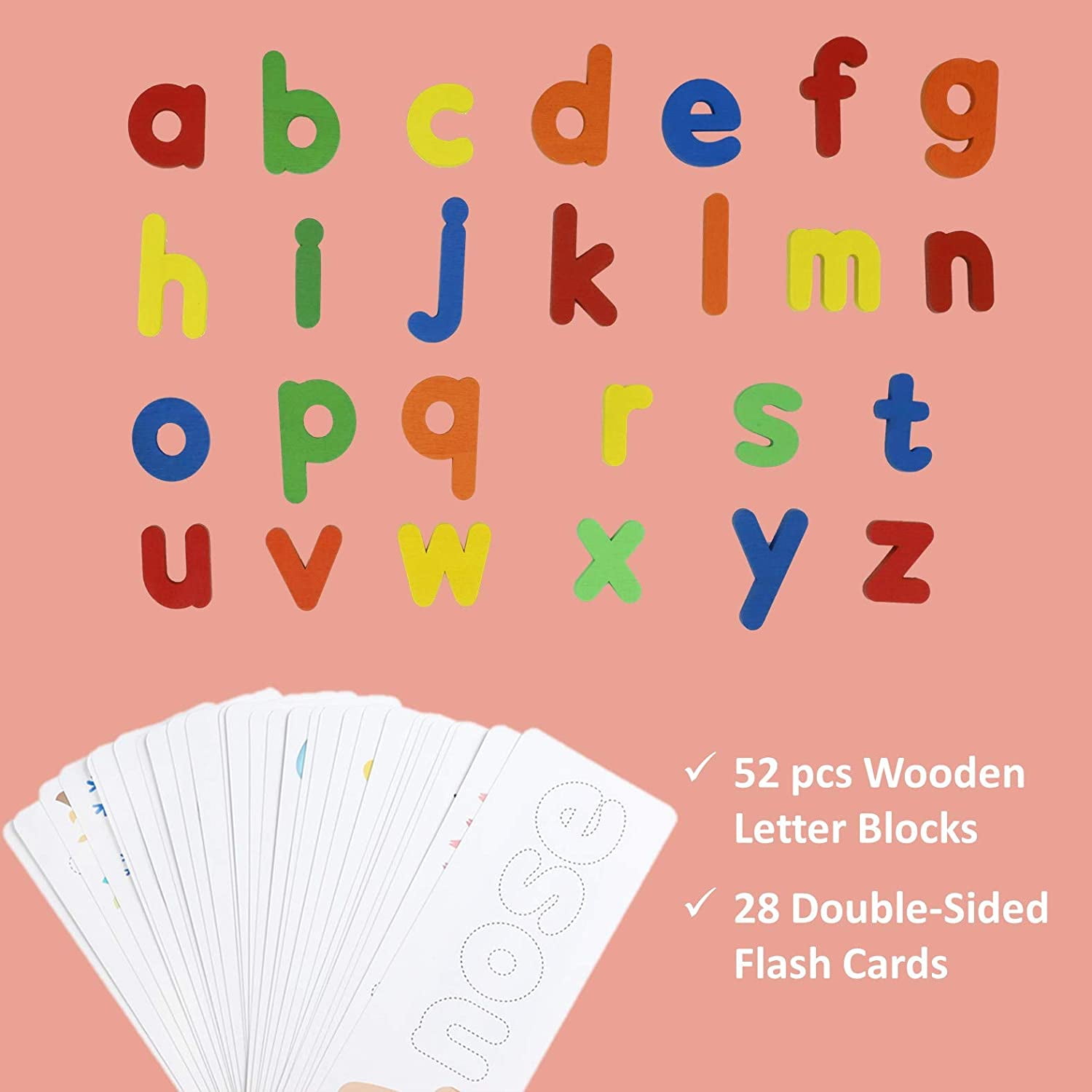 52pcs Wooden Letters Art Craft Shape Uppercase for Children Learning 