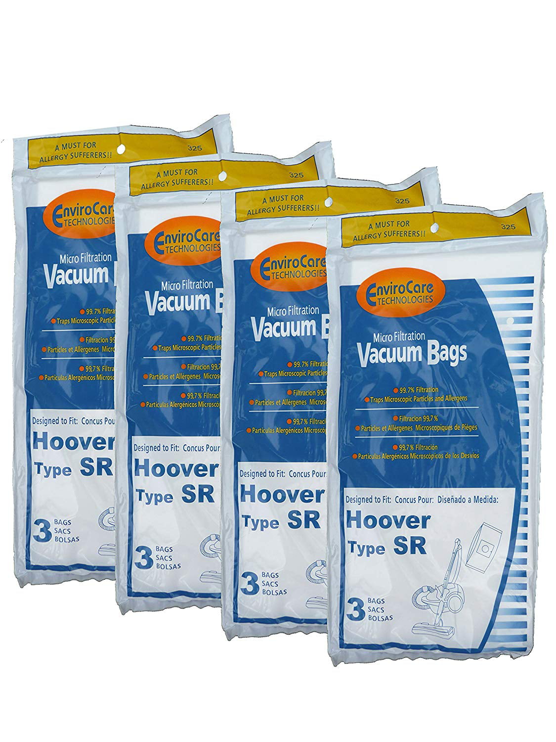 HO-101 12 Hoover Duros Type SR Vacuum Bags with MicroFiltration Vacuum Cleaners 