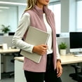 thumbnail image 3 of Fleece Vest for Women Full Zip Jacket Sleeveless Stand Collar Warm Fall Winter Outerwear Coat with Pockets (3XL, Pink), 3 of 8