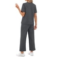 thumbnail image 3 of Fantaslook 2 Piece Sets for Women Casual Summer Travel Vacation Outfits Short Sleeve Tops Wide Leg Pants Lounge Sets, 3 of 9