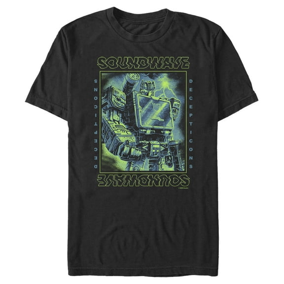 Men's Transformers Soundwave Lightning Waves  Graphic Tee Black Medium