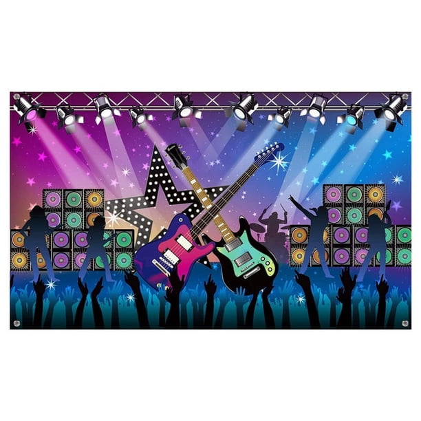 Suministros de DecoracióN para Fiestas de Karaoke, Cartel de TelóN de Fondo de Fiesta de Vacaciones de Estrella de Rock de Tela Grande para Fiesta de