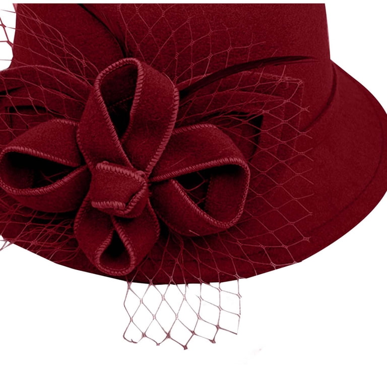 Vintage Wool Felt Bucket Hat with Flowers for Weddings & Special Occasions ORIDOOR Women Vintage Wool Felt Flowers Bucket Cloche Bowler  main image 4