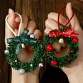 thumbnail image 3 of 3.3" Small Artificial Christmas Wreaths Ornaments, Dollhouse Miniature Christmas Wreath, Hanging Farmhouse Xmas Tree Decor, Mini Wreaths for Dollhouse Accessories, 3 of 3