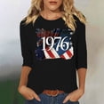 thumbnail image 1 of Uootdi Hauts pour Femmes Manches 3/4 Col Rond Imprimé Drapeau 1996 Coupe Décontractée Tenues Patriotiques du 4 Juillet Cadeau, 1 of 4