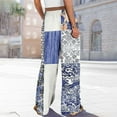 thumbnail image 5 of 2025 Women's Boho Palazzo Pants - High-Waisted Cotton Linen Wide Leg Trousers with Pockets (Floral Print & Retro Loose Fit for Summer), 5 of 9