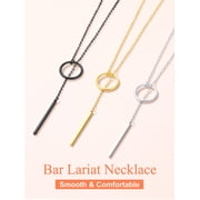Silvora Silver Lariat Necklaces for Women Trendy Drop Bar Pendant Y-Necklaces Adjustable Long Chain Elegant Jewelry Gifts for Granddaughter Sister Christmas