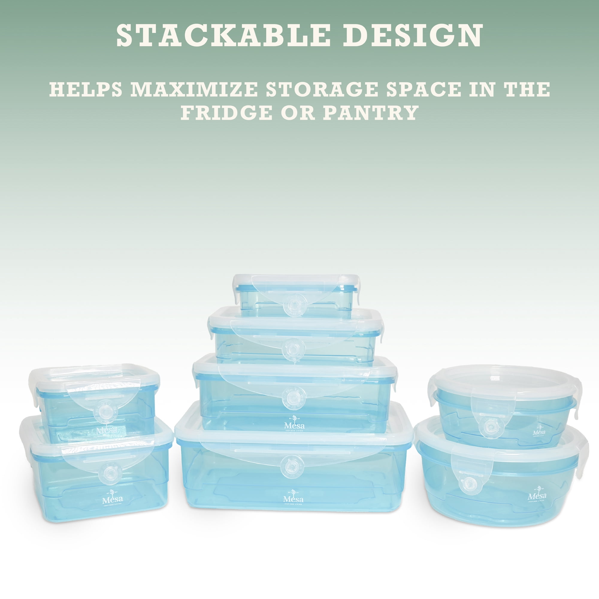 Mesa Living Plastic Food Storage Containers, Clear, Silicone Lids, Click Lock, 8 Piece Set